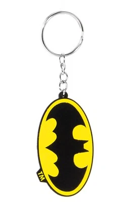 DC Batman Logo Schlüsselanhänger Schlüsselring Gummianhänger Gummi Keychain