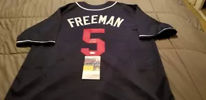 Maglia Freddie Freeman autentica firmata bianca stile professionale autografata JSA - Foto 1 di 7