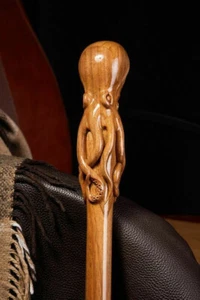 Best look Octopus Head Handle Hand Carved Wooden Walking Cane Stick new designer - Picture 1 of 8