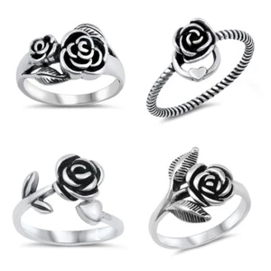 Sterling Silver 925 PRETTY "ROSE" FLOWER DESIGN RINGS SIZES 4 to 10 ** - Picture 1 of 6