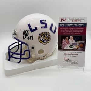 Mini casco Garrett Nussmeier autografato LSU Tigers bianco Riddell firmato JSA - Foto 1 di 9