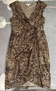 London Times Gr. L Kleid Sommerkleid Cocktailkleid Stretch Leoprint Wickelkleid - Bild 1 von 6
