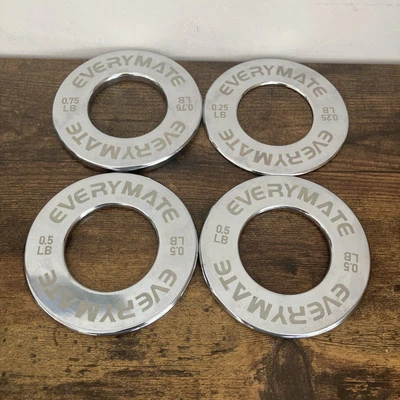 Lot 4 Thin Everymate Fractional Plates 1-0.75lb 2-0.5lb 1-0.25lb Chrome Metal 2" - Image 1 of 4