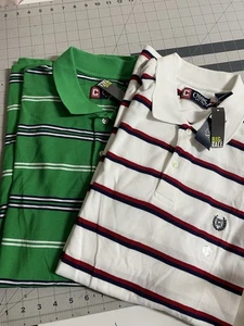Chaps Poloshirt Herren 2XL Weiß Blau Gestreift Kurzarm Baumwolle Shirt Neu mit Etikett - Bild 1 von 5