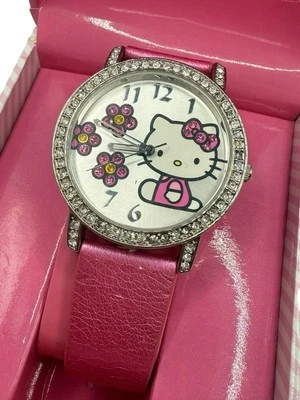 Hello Kitty Sanrio Rhinestones Pink Watch 2010 W Original Box New Battery - Image 1 of 4
