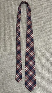 Vintage Mens Pendleton 100% Virgin Wool Tie Necktie Plaid Red White Blue - Picture 1 of 6
