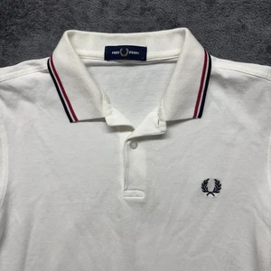 Fred Perry Polo Shirt Mens Medium White Short Sleeve Logo Classic Preppy - Picture 1 of 10