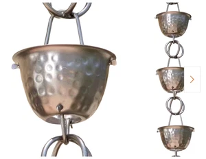 Monarch Rain Chain Hammered Pewter 8-1/2 ft Rust Resistant Aluminum New in Box - Picture 1 of 7