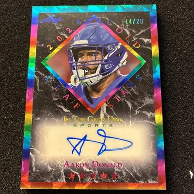 2024 Leaf ITG Used AARON DONALD Auto Leaf Gold Stars Rainbow 14/20 - Image 1 of 2