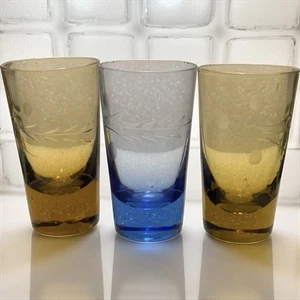 3er Set Vintage geätzte Schnapsgläser Bar - Bild 1 von 2