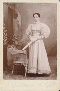 Cabinet Card Antique Photo ID'd Woman Oberlin Graduation Note West Unity OH 1896 - Picture 1 of 5