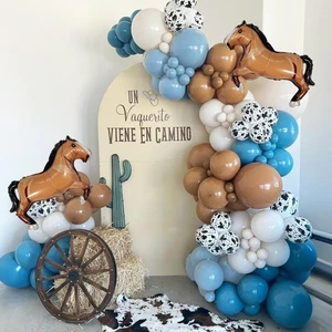 147pcs Cowboy Balloon Arch Brown, Blue, Cow Print Balloons Giant Horse Balloo... - Picture 1 of 7