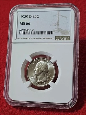 1989-D WASHINGTON QUARTER   NGC MS 66  UNCIRCULATED                     #T5702 - Image 1 of 2
