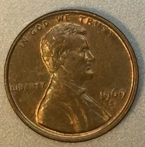 1969 S rot/braun zirkuliert Lincoln Penny - Bild 1 von 4