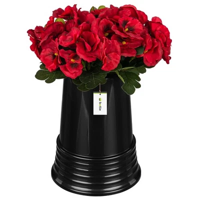 Friedhofsvase Grabdekoration Grabsteckvase Blumenvase H24cm Ø11cm Graphit Blumen - Bild 1 von 4