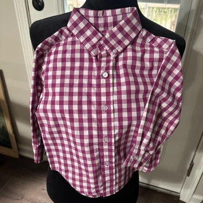 Camisa masculina xadrez Kelly’s kids tamanho 2 xadrez magenta e branca - Imagem 1 de 4