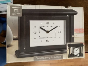 *Melannco - Black Revolving Photo Clock , 4 X 6 Inch Photo - Picture 1 of 3