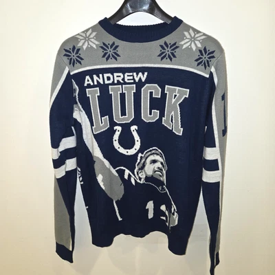 Indianapolis Colts NFL Ugly Sweater XMAS Crewneck NWT Size M #12 Andrew Luck - Image 1 of 4