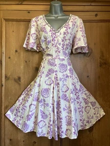 Monsoon White Lilac Shell Print Cotton Beach Party Dress 12-14 M Cotton Summer - Picture 1 of 7