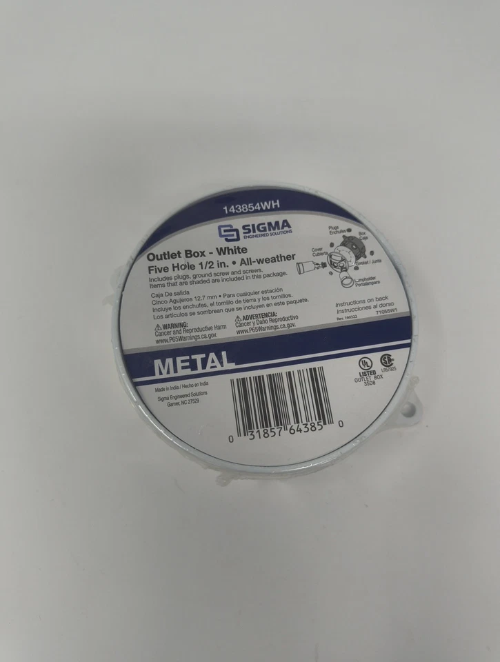 Sigma Electric 2-5/16 in.   Round Metallic Weatherproof Box White - Image 1 of 1