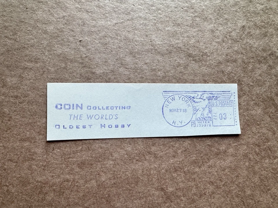 US Philately Thematic Meter Cut-Piece +1948 Coin Collection=World's Oldest Hobby - Image 1 of 1