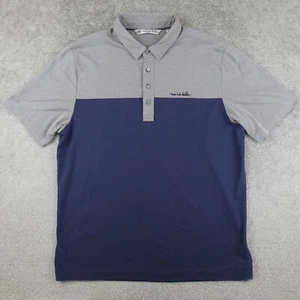 Camisa Travis Mathew Hombres L Gris Azul Bloque de Color Polo Transpirable Golf Tejido Algodón - Imagen 1 de 10
