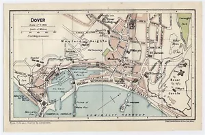 1924 ORIGINAL VINTAGE CITY MAP OF DOVER KENT / ENGLAND - Picture 1 of 3