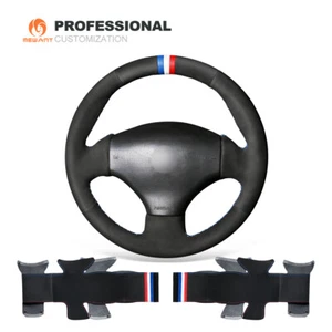 MEWANT Custom DIY Schwarze Wildleder Lenkradbezug für Peugeot 206 206 CC 206 SW - Bild 1 von 10