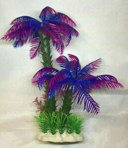 9" Aquarium Artificial Plant Palm Tree Purple 