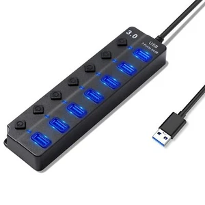 Hoppac Hub 7 en 1 Multiprise Hub avec 1 USB 3.0 Et 6 USB 2.0Port USB Multiple... - Photo 1/6