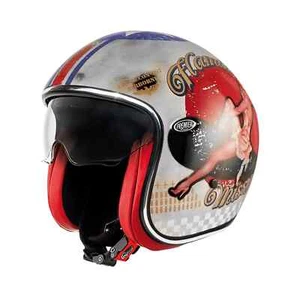 CASCO MOTO PREMIER VINTAGE PIN UP OLD STYLE SILVER - Foto 1 di 3