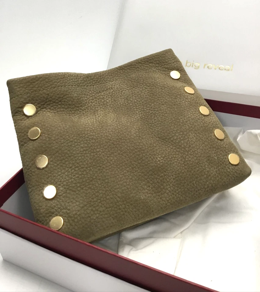 Hammitt DUKE PLUME MOSS NUBUCK Leather Med Crossbody Clutch Shoulder Bag