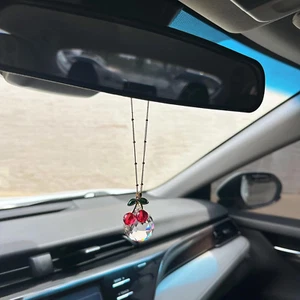 Cherry Car Decor Accessories for Women Cute Car Crystal Suncatcher Rear View Mir - Picture 1 of 4