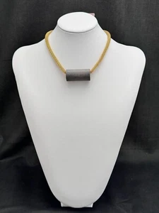 KETTE RUNDHALS MODESCHMUCK BIJOUX RÖHRENKETTE GOLD MIT RÖHRENDEKOR - Bild 1 von 1