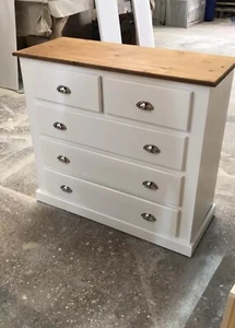 HANDMADE CROWN 2+3 CHEST OF DRAWER IN White , MANY COLOURS (NOT FLATPACKED) - Picture 1 of 3