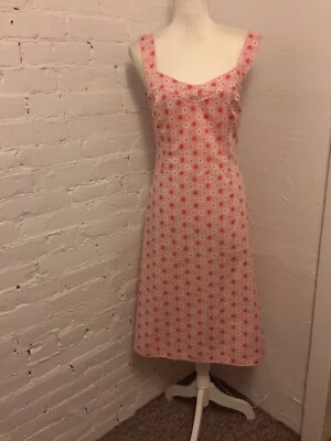 Barneys New York Cotton Sheath Dress Sleeveless Pink Floral size 40 - Image 1 of 4