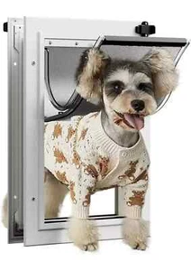 Eillion Double-Flap Pet Dog Door Aluminum For Medium Dogs Magnetic w/ Lock NEW! - Picture 1 of 6