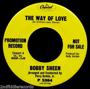 BOBBY SHEEN-The Way Of Love-Rare Northern Soul Promo 45-CAPITOL #P 5984 - Picture 1 of 2