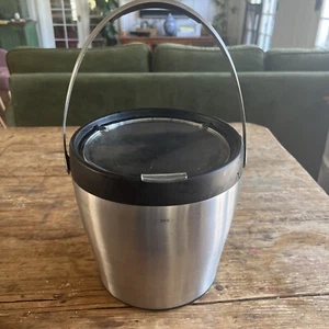 OXO Stainless Steel Ice Bucket 4 Quart Hinged Lid And Handle Double Wall - Picture 1 of 8