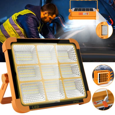 3500W Solar 360LED Baustrahler Strahler USB Akku Arbeitsleuchte Flutlicht 4 Modi - Bild 1 von 4