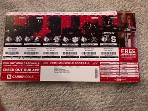 2019 LOUISVILLE COLLEGE FOOTBALL SEASON TICKET STUB STRIP SHEET Clemson Notre Da - Bild 1 von 1