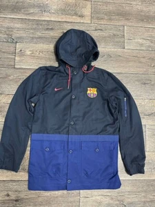 FC Barcelona Nike Jacket Mens Medium Black Blue hooded - Picture 1 of 9