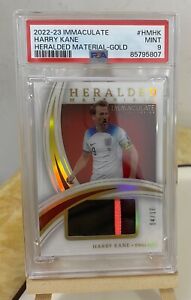 2022 HARRY KANE PANINI IMMACULATE COL HERALDED MATERIAL GOLD  4/10 PSA 9 POP 1!