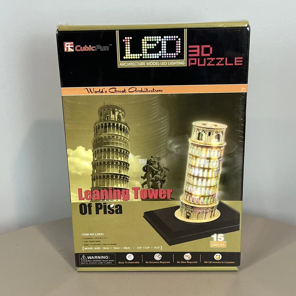 CubicFun 3D Puzzle Leaning Tower of Pisa with Base and LED Lights New - Image 1 of 4