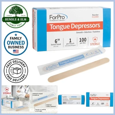 Depresores de lengua de madera grandes 6" estériles envueltos individualmente 100 unidades Foto 1 de 4
