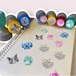 Sello personalizado para mascotas - Sello personalizado para animales cara de gato perro mascota pre-entintado auto-entintado - Imagen 1 de 6