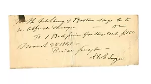 Massachusetts 1840 receipt for Fitchburg & Boston stage coach -- Alfred Sawyer - Picture 1 of 5