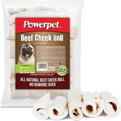 Powerpet: Beef Cheek Rolls 5-7" Natural Dog Chews- Improve Dental Hygiene-FDA - Image 1 of 4