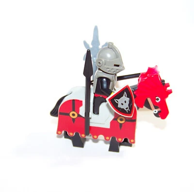 Lego MiniFigure CASTLE KNIGHT Lego Horse ARMORED Sword, Spear, Helmet & Shield - Image 1 of 4