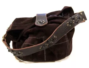 Tylie Malibu Bag Classic Utility Brown Suede Leather w/ Pyramid Stud Accents - Picture 1 of 7